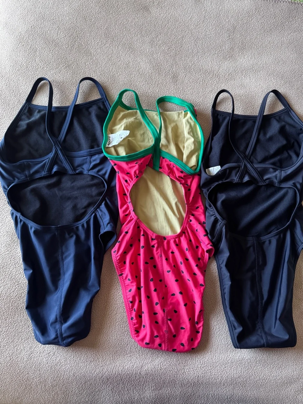EUC (3)Girls Competition Swimsuits Size 26Y iSwim + Sporti Practice Bundle